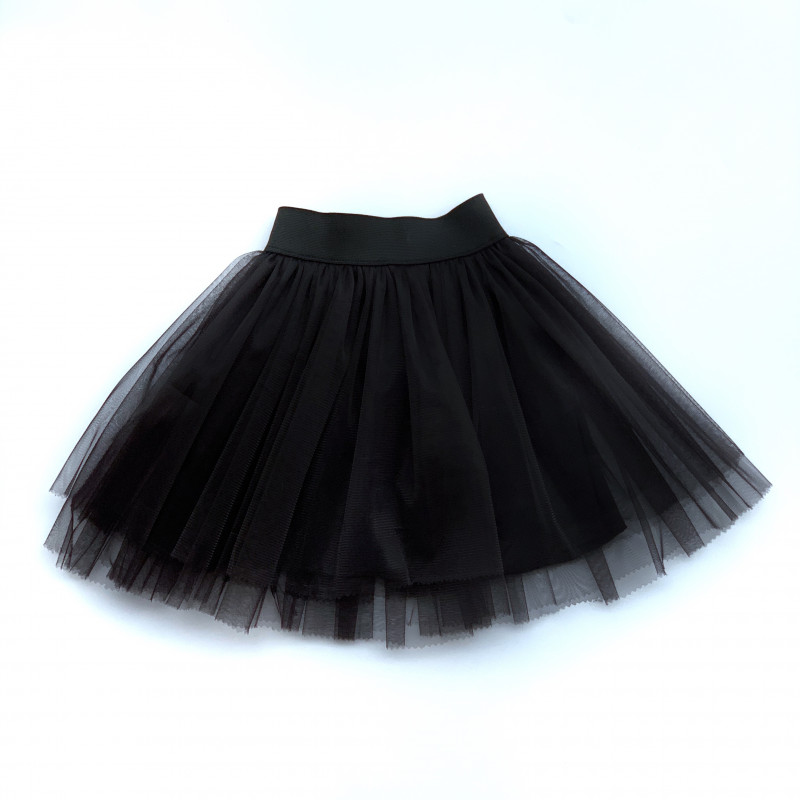 Короткая юбка с оборками черная с принтом